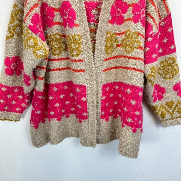 Natural Life Calla Jacquard Cardigan Sweater Chunky Knit Wool Blend SZ L / XL - Picture 5 of 10